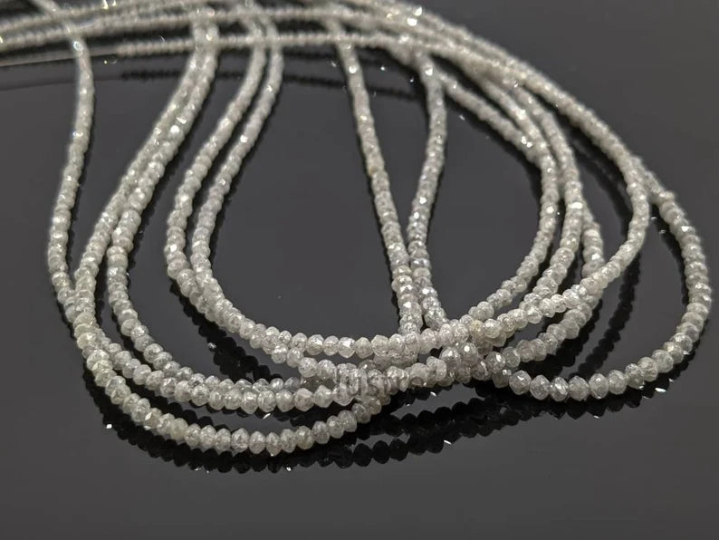 AAA+ Quality Grey Diamond Faceted  1.8 - 2.4 mm Rondelle Beads