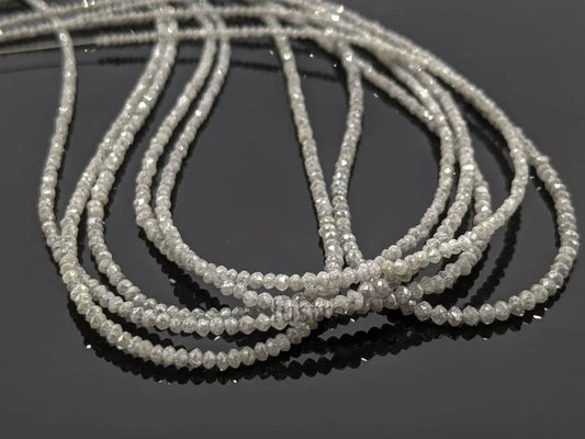 AAA+ Quality Grey Diamond Faceted  1.8 - 2.4 mm Rondelle Beads