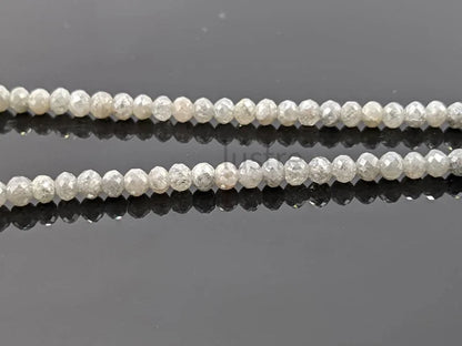 100% Natural White Gray Diamond 3 - 4.2 mm Faceted Rondelle Diamond Bead