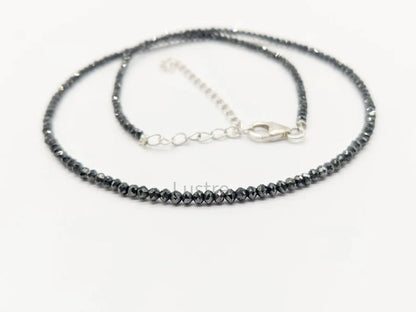 Elegant Black Diamond 2- 3 mm 100% Natural Rondelle Bead 16 Inches Necklace