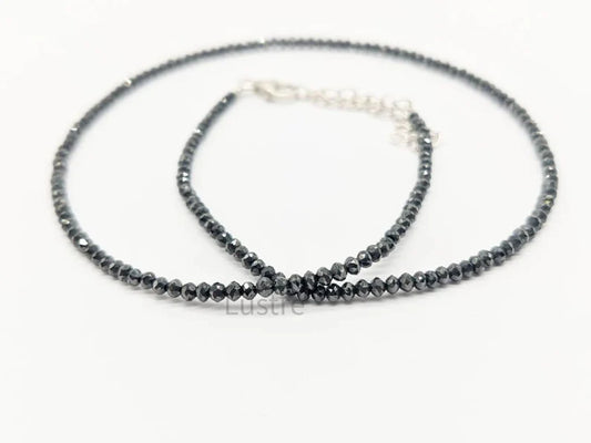 Elegant Black Diamond 2- 3 mm 100% Natural Rondelle Bead 16 Inches Necklace