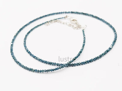 AAA+ Quality Blue Diamond Faceted Rondelle 1.8 - 2.4 mm Bead 16 Inches Necklace