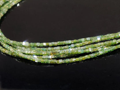 100% Natural Green Diamond  1.5 - 2.5 mm Faceted Box Shape Cube Diamond Bead