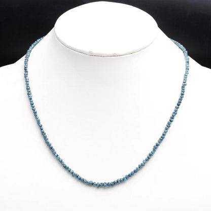 Blue Diamond Natural Blue Raw Rough  3.5 - 4.5 mm Beaded 16 Inches Necklace