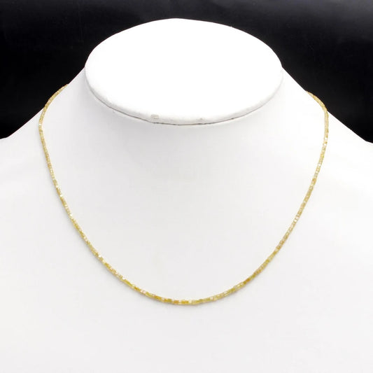 Natural Sparkling Yellow Diamond 1.5 - 2.5 mm Cube Faceted 16 Inches Necklace