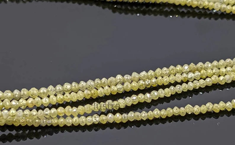 Yellow Diamond Faceted Rondelle Bead 1.8 - 2.4 mm Natural Diamond 15 Inches Strands