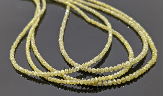 Yellow Diamond Faceted Rondelle Bead 1.8 - 2.4 mm Natural Diamond 15 Inches Strands