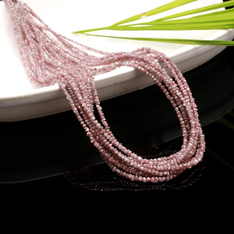 Pink Rough Diamond Strands 2 - 2.5 mm Natural Raw Diamond Uncut Full Length Strands