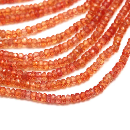 Padparadscha Sapphire Orange Faceted Rondelle Beads Loose Gemstone For Jewelry Making