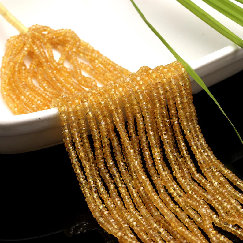 Yellow sapphire bead 2.5 - 3.5 mm Faceted Rondelle Bead Strands For Jewelry Making