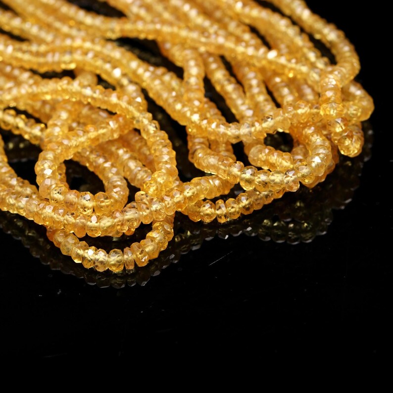 Yellow Sapphire Bead 2.5 - 3.5 mm Sapphire Faceted Rondelle Bead For Jewelry Making