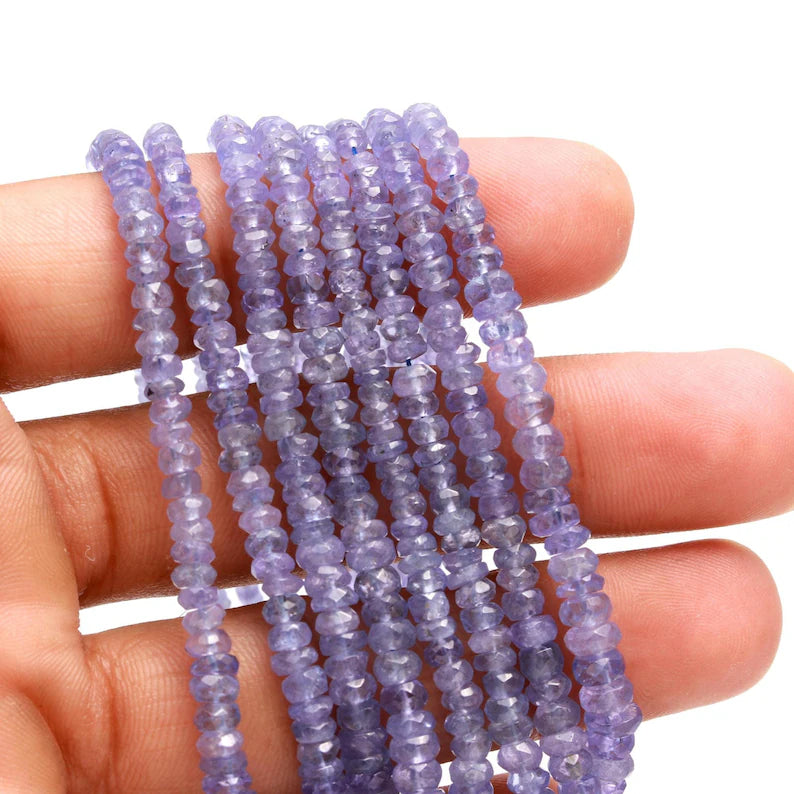 Tanzanite Faceted Rondelle 3- 5.5 Beads Strands Tanzania Beads For Jewelry Making