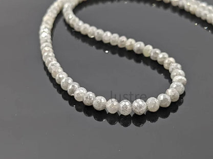 White Gray Diamond Bead 3 - 4.2 mm Natural White Gray Faceted Rondelle Diamond Bead