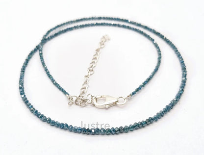 AAA+ Quality Blue Diamond Faceted Rondelle 1.8 - 2.4 mm Bead 16 Inches Necklace