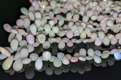 AAA+ Quality Natural Welo Fire Ethiopian Opal Beads Faceted Teardrop Opal Beads