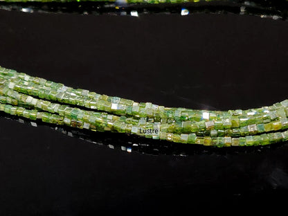 100% Natural Green Diamond  1.5 - 2.5 mm Faceted Box Shape Cube Diamond Bead