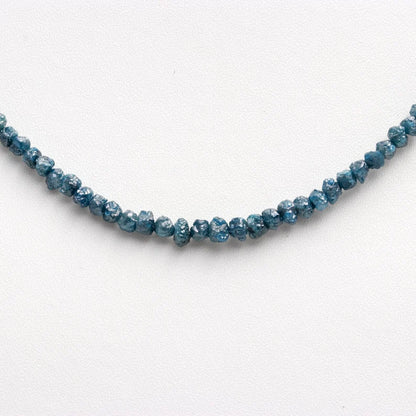 Blue Diamond Natural Blue Raw Rough  3.5 - 4.5 mm Beaded 16 Inches Necklace