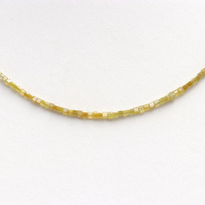Natural Sparkling Yellow Diamond 1.5 - 2.5 mm Cube Faceted 16 Inches Necklace