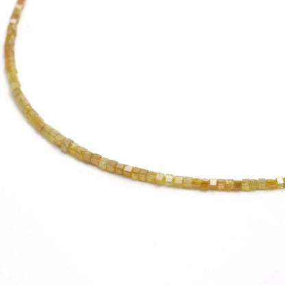 Natural Sparkling Yellow Diamond 1.5 - 2.5 mm Cube Faceted 16 Inches Necklace