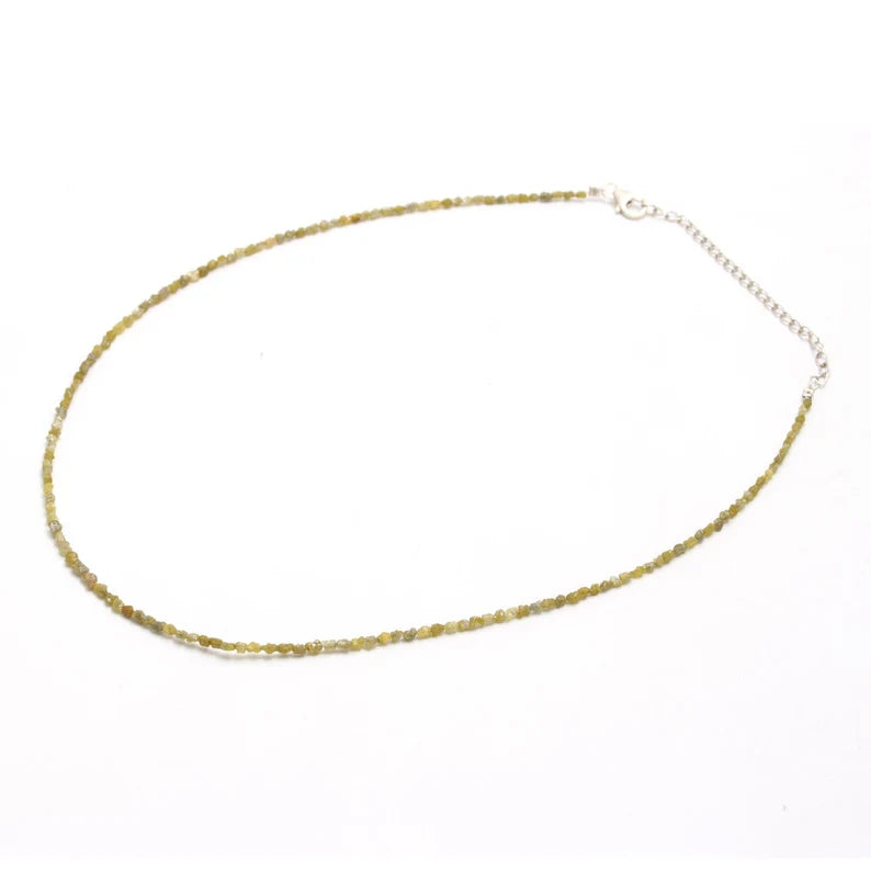 100% Natural Tumble Uncut Diamond Raw Rough 2.5 - 4 mm Beaded 16 Inches Necklace