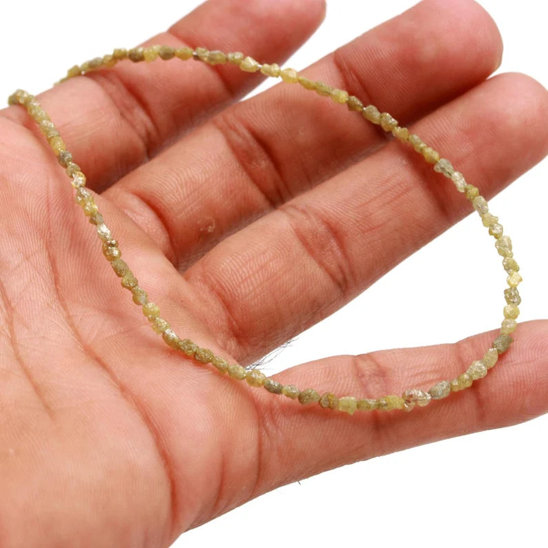 100% Natural Tumble Uncut Diamond Raw Rough 2.5 - 4 mm Beaded 16 Inches Necklace