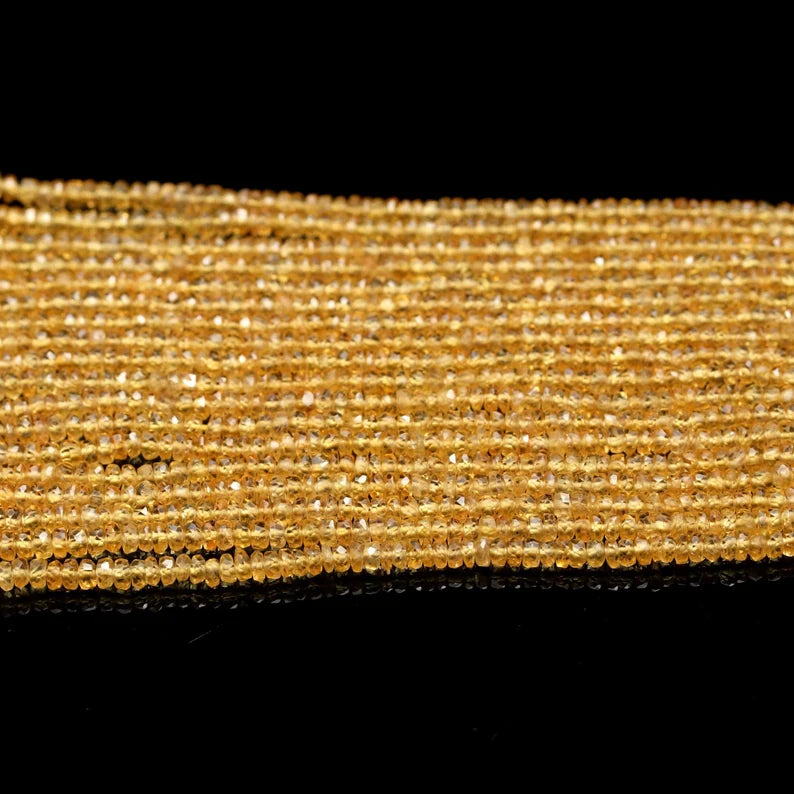 Yellow sapphire bead 2.5 - 3.5 mm Faceted Rondelle Bead Strands For Jewelry Making