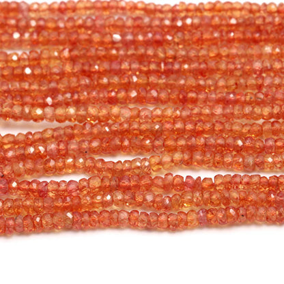 Padparadscha Sapphire Orange Faceted Rondelle Beads Loose Gemstone For Jewelry Making