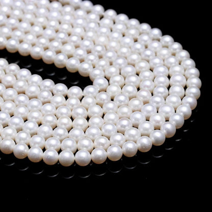 Round Beads 6 mm Smooth Nuggets Natural White Pearls Loose Beads Gemstone