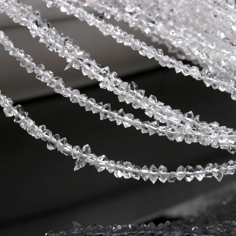 AAA+ Clear White Herkimer Diamond Quartz Nuggets Beads Raw 16 Inches Strands