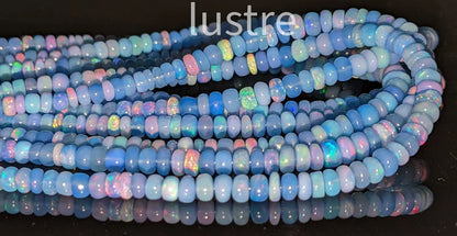 Tanzanite Blue Opal Smooth Rondelle 3- 6 mm Ethiopian Opal Rondelle Plain Beads