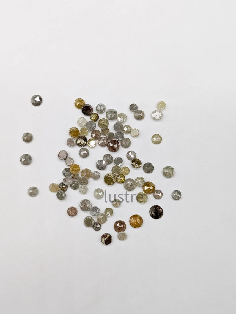 Natural Loose Diamond Rose Cut Round 2.5 - 4 mm Shape Fancy Multi Color Loose Cabochon