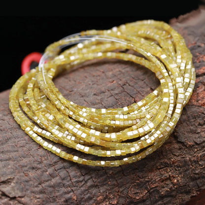 Yellow Diamond Cube Bead Natural 1.5 - 2.5 mm Sparkling Faceted 14 Inches Strands