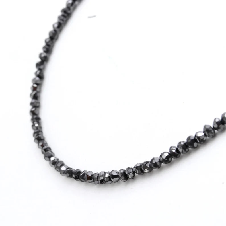 Black Diamond faceted Rondelle  1.5- 2.3 mm Bead Faceted Diamond Beads