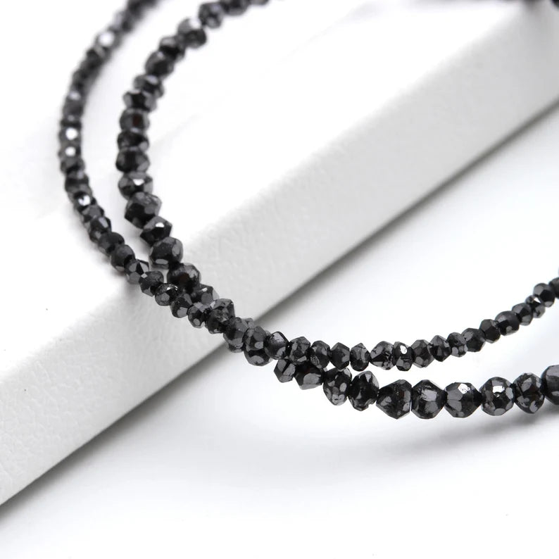 Black Diamond faceted Rondelle  1.5- 2.3 mm Bead Faceted Diamond Beads