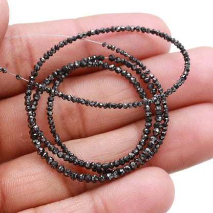 Black Diamond faceted Rondelle  1.5- 2.3 mm Bead Faceted Diamond Beads