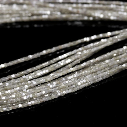 White Cube Diamond Beads 1.5 - 2.5 mm Natural White Fancy Faceted Diamond Strands