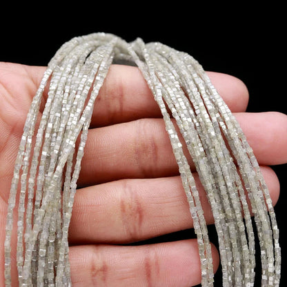 White Cube Diamond Beads 1.5 - 2.5 mm Natural White Fancy Faceted Diamond Strands