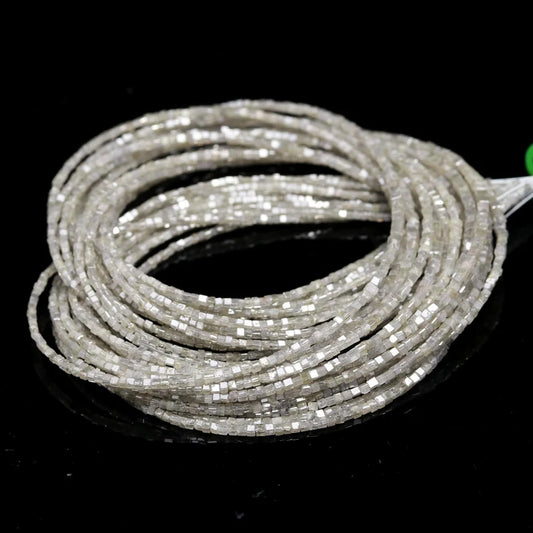 White Cube Diamond Beads 1.5 - 2.5 mm Natural White Fancy Faceted Diamond Strands