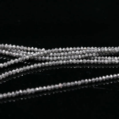 Dark Gray Diamond Beads AAA+ Natural Grey Faceted Rondelle Diamond Beads