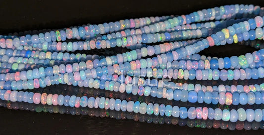 Tanzanite Opal Smooth Rondelle Beads 5mm Ethiopian Opal Beads Welo Fire Rondelle Beads