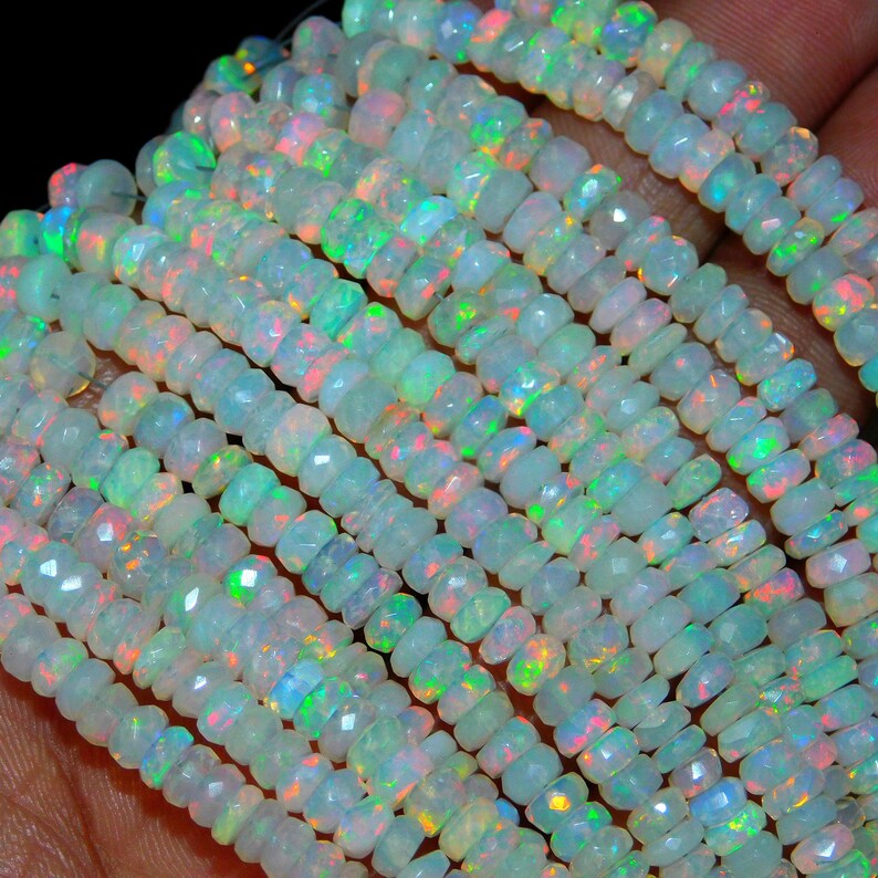 Ethiopian Opal Faceted Rondelle Bead 4 - 5 mm Ethiopia Opal Bead Faceted Bead