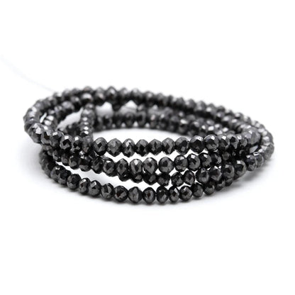 Black Diamond Faceted Rondelle 2 - 3 mm Beads Sparkling Black Diamond Beads