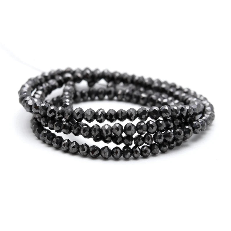 Natural Black Diamond Faceted Rondelle 2 - 3 mm Diamond Beads For Jewelry Making