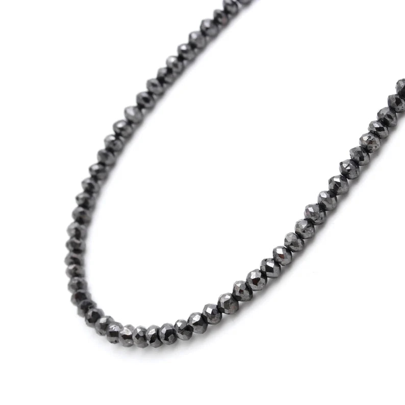 Black Diamond Faceted Rondelle 2 - 3 mm Beads Sparkling Black Diamond Beads