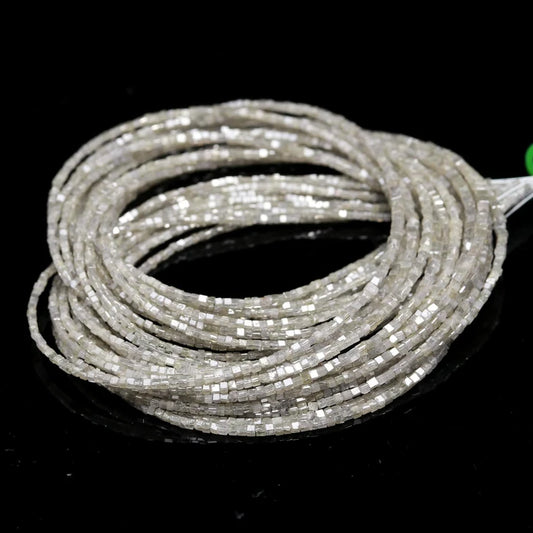 White Diamond Cube Bead 1.5 - 2.5 mm Sparkling White Faceted Box 14 Inches Strands