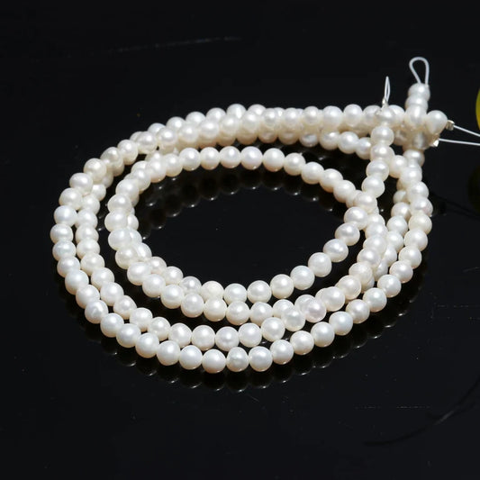 Freshwater Pearl Smooth Round Nuggets Natural 4 mm Loose Beads for Jewelry Making