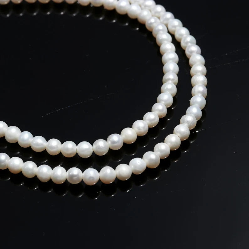 Freshwater Pearl Smooth Round Nuggets Natural 4 mm Loose Beads for Jewelry Making