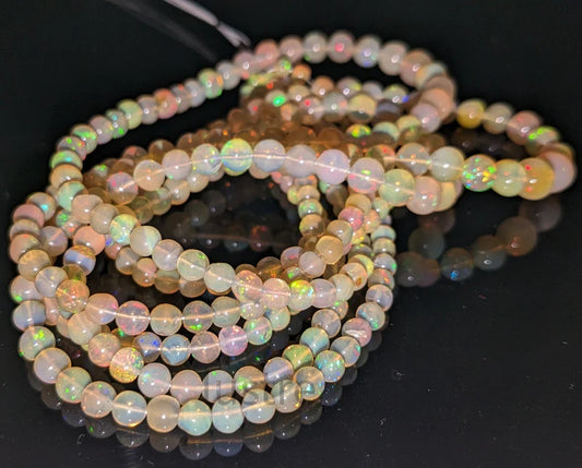 Ethiopian Opal Smooth Round Bead Yellow Base 100% Natural Welo Fire Opal Beads