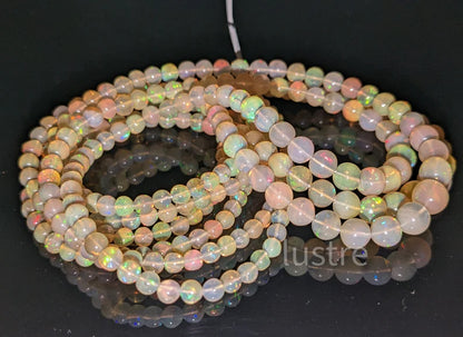 Ethiopian Opal Smooth Round Bead Yellow Base 100% Natural Welo Fire Opal Beads