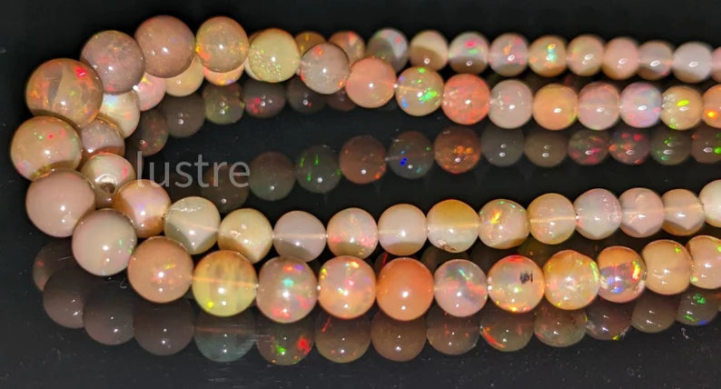 Ethiopian Opal Smooth Round Bead Yellow Base 100% Natural Welo Fire Opal Beads